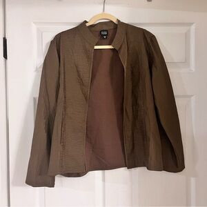 Eileen Fisher bronze brown silk lightweight jacket blazer‎ 3/4 sleeve women’s M
